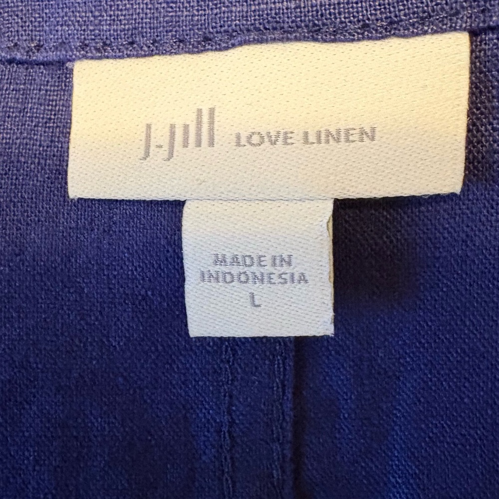 NWOT J. Jill Love Linen Blue Linen Dress – Size Large R - Picture 2 of 12